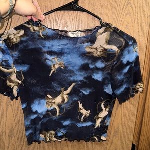 Blue angel mesh crop top